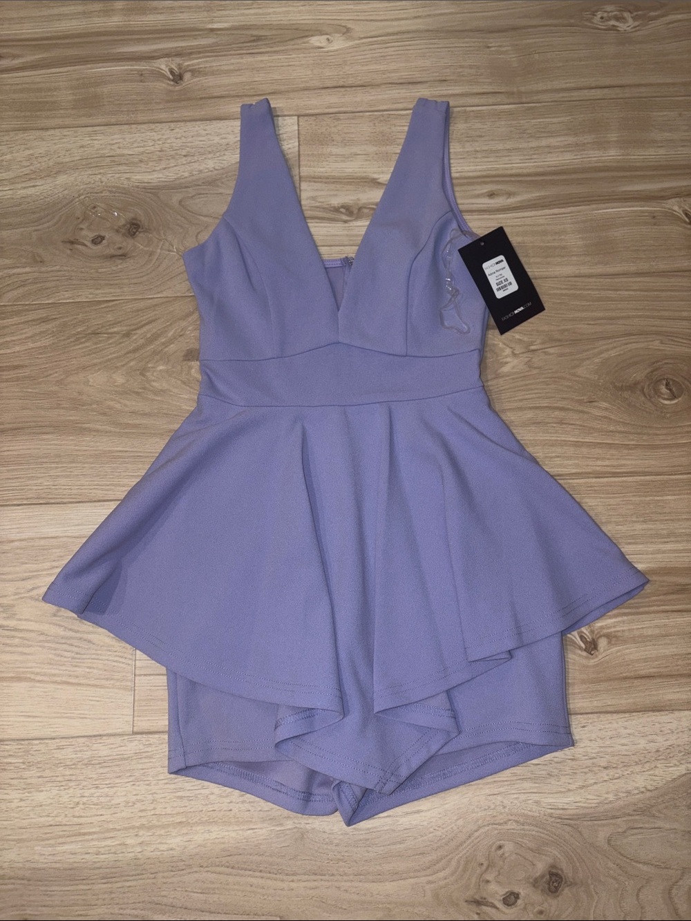 Fashion Nova Lilac V-Neck Peplum One-Piece Romper